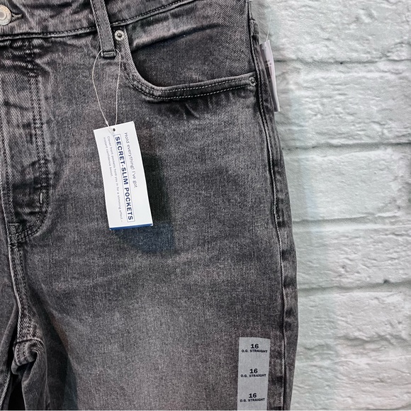 NWT Old Navy Women's 16R O.G straight high waist secret slim pockets Gray Jeans - Picture 11 of 16